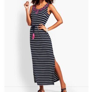 Talbots Navy and White Striped Maxi Dress